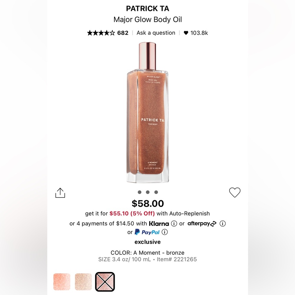 Patrick Ta body oil